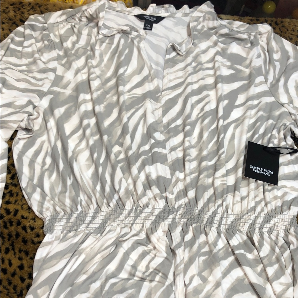 Simply Vera Vera Wang Gray and White Zebra Pattern Dress